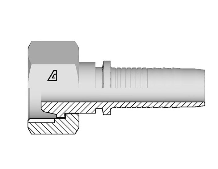A-1638-FM6S Alfagomma by Kuriyama | A Series | Two-Piece Hydraulic Hose Fitting | DIN 3863 | -16 Hose ID x M38 Female Metric Swivel 60° Cone | Steel