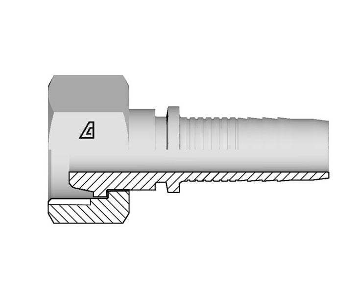 A-0620-FMFS Alfagomma by Kuriyama | A Series | Two-Piece Hydraulic Hose Fitting | -06 Hose ID x M20 Female Metric French Type (GAZ) | Steel