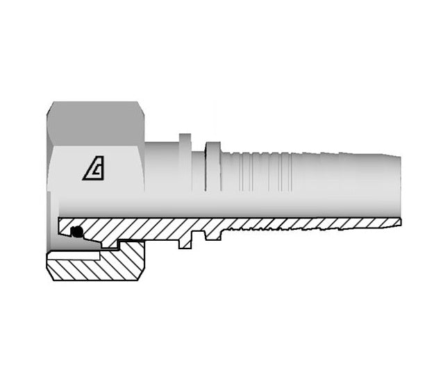 A-0516-FMOL Alfagomma by Kuriyama | A Series | Two-Piece Hydraulic Hose Fitting | DIN 3865 Light | -05 Hose ID x M16 Female Metric O-Ring Swivel 24° Seat | Steel