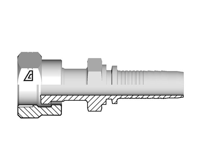 A-1012-FOFS Alfagomma by Kuriyama | A Series | Two-Piece Hydraulic Hose Fitting | Double Hex | -10 Hose ID x -12 Female O-Ring Face Seal | Steel