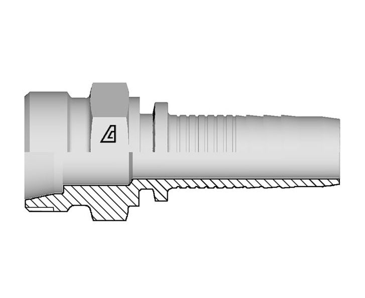A-1236-MMFR Alfagomma by Kuriyama | A Series | Two-Piece Hydraulic Hose Fitting | -12 Hose ID x M36 Male Metric French Type (GAZ) | Steel