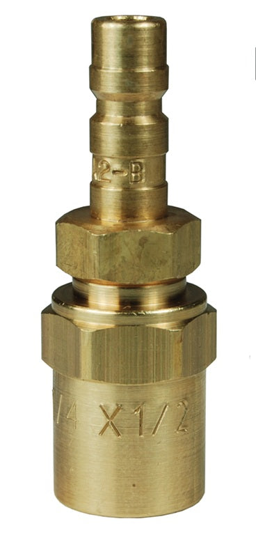 A2E2-B by Dixon Valve | Pneumatic Quick Disconnect Coupling | A-Series | Reusable Hose Barb | 1/2" Hose OD | 1/4" Hose ID x 1/4" Body Size | Compact Plug | Brass