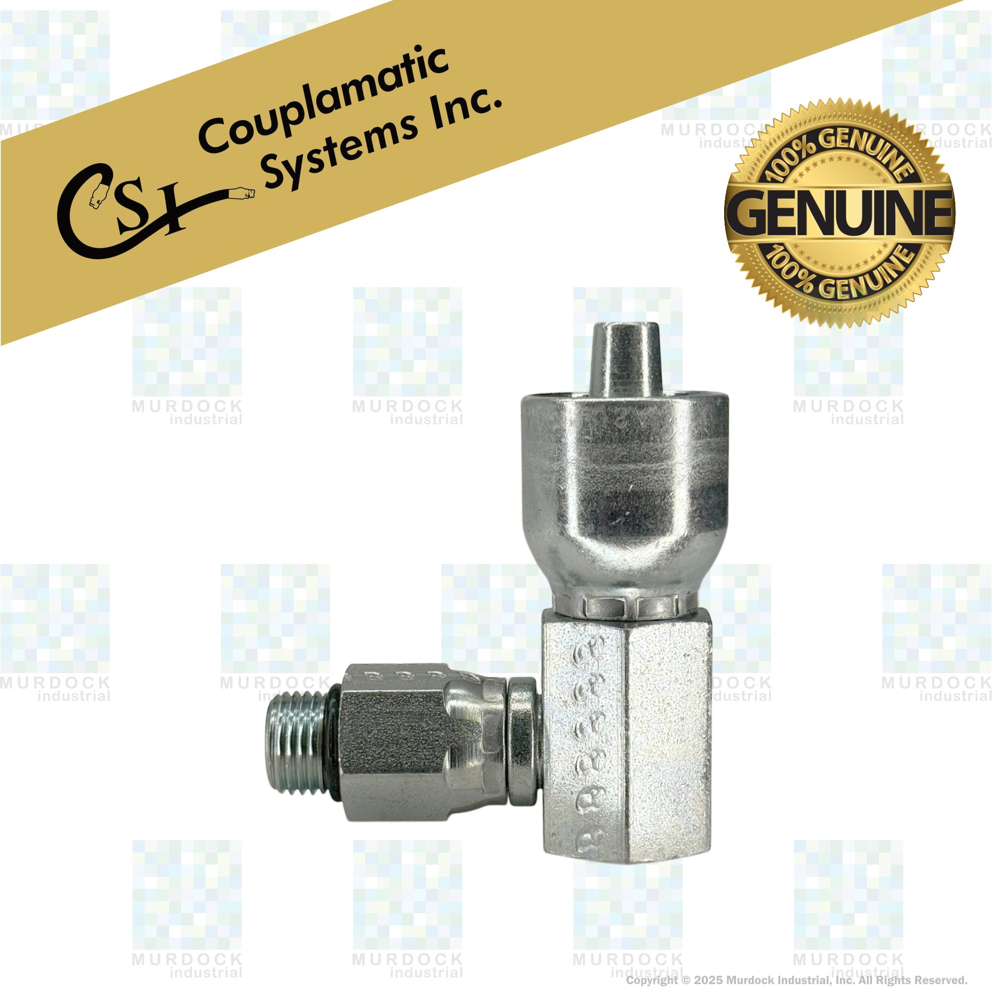 A15-8x8 by Couplamatic | A Series Coupling | 1/2" Hose ID x 3/4x16 Thread ORB Male Swivel | 90° Elbow