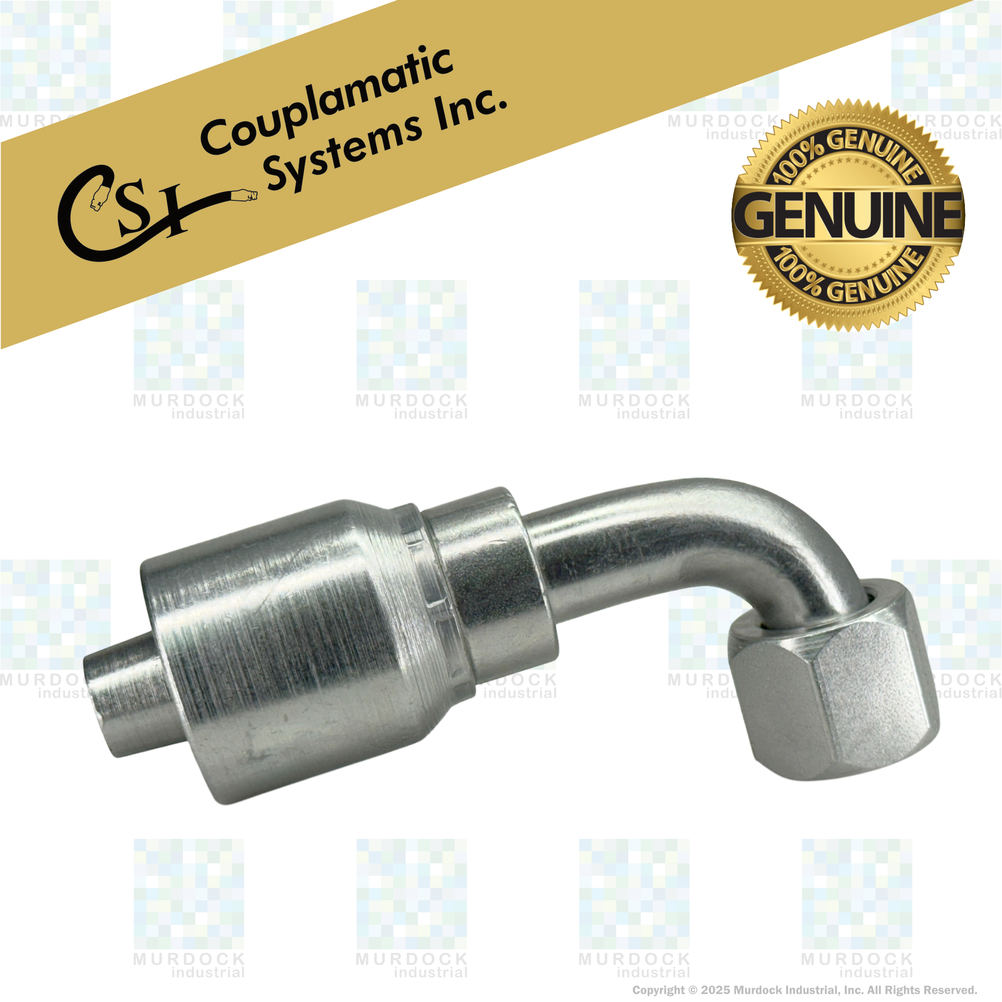 A26-10x10 by Couplamatic | A Series Coupling | 5/8" Hose ID x 7/8x14 Thread JIC/SAE Dual Seat Female Swivel | 90° Elbow