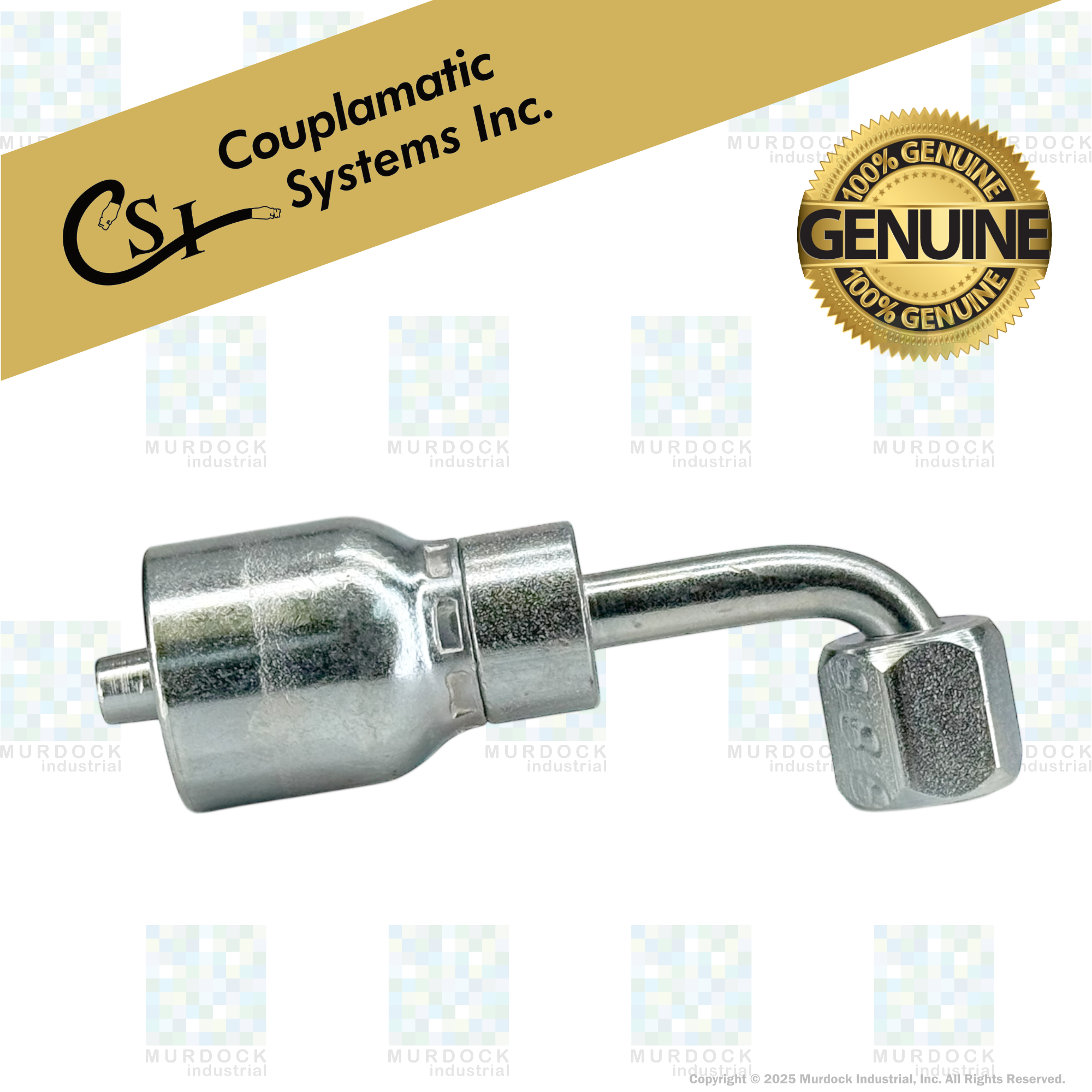 A26-4x4 by Couplamatic | A Series Coupling | 1/4" Hose ID x 7/16x20 Thread JIC/SAE Dual Seat Female Swivel | 90° Elbow