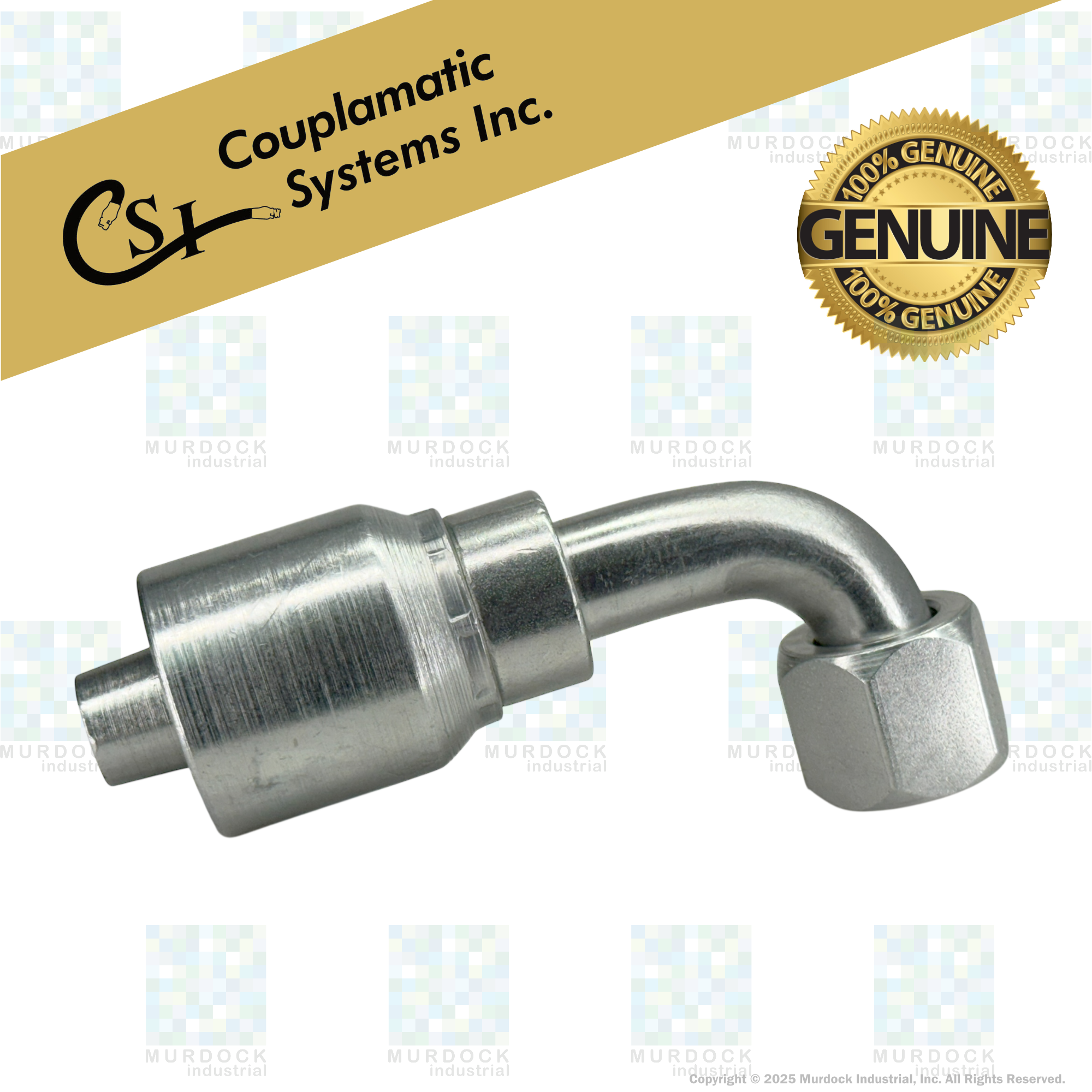 A26-8x8 by Couplamatic | A Series Coupling | 1/2" Hose ID x 3/4x16 Thread JIC/SAE Dual Seat Female Swivel | 90° Elbow