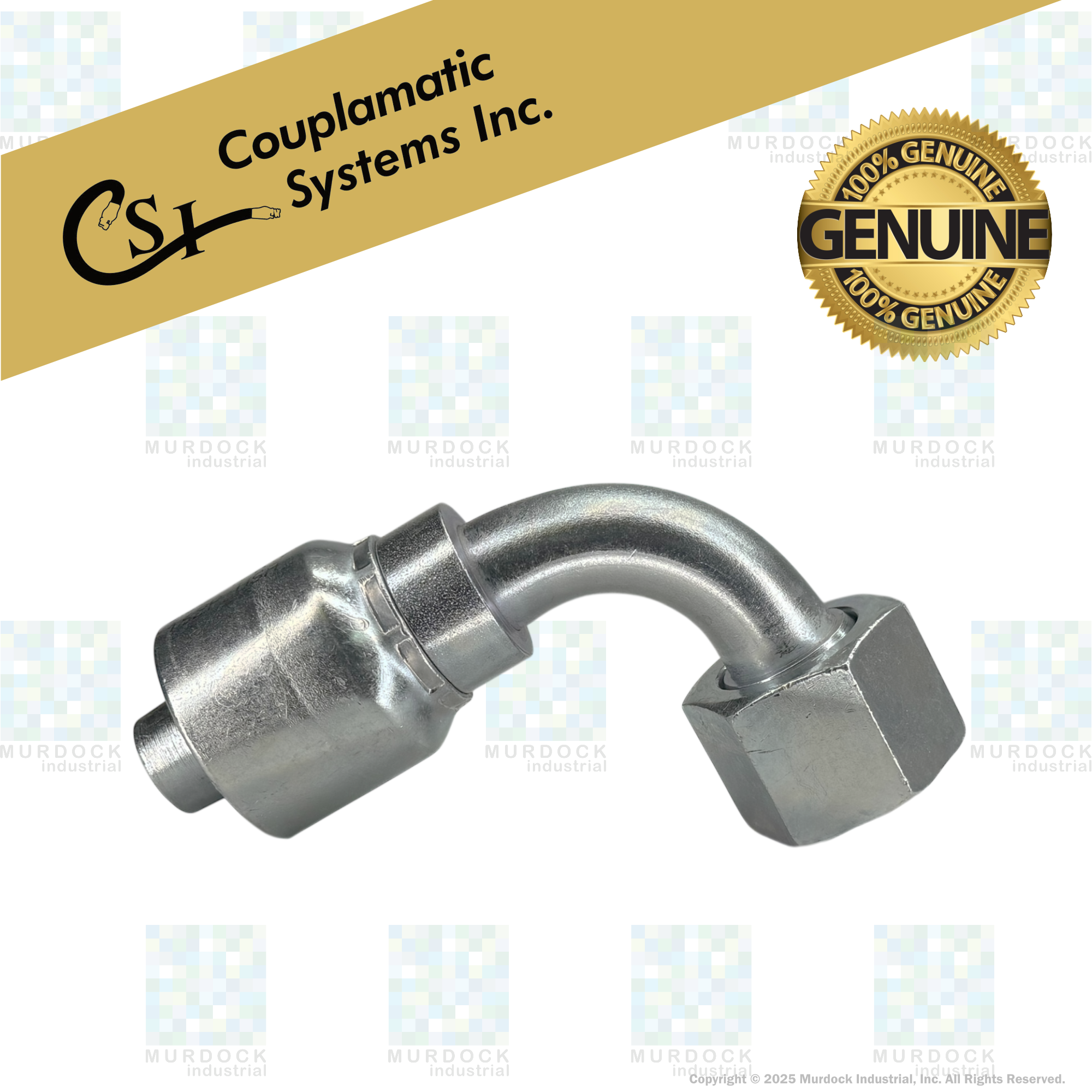 A32-10x10 by Couplamatic | A Series Coupling | 5/8" Hose ID x 1x14 Thread O-Ring Face Seal | ORF Female Swivel | 90° Elbow