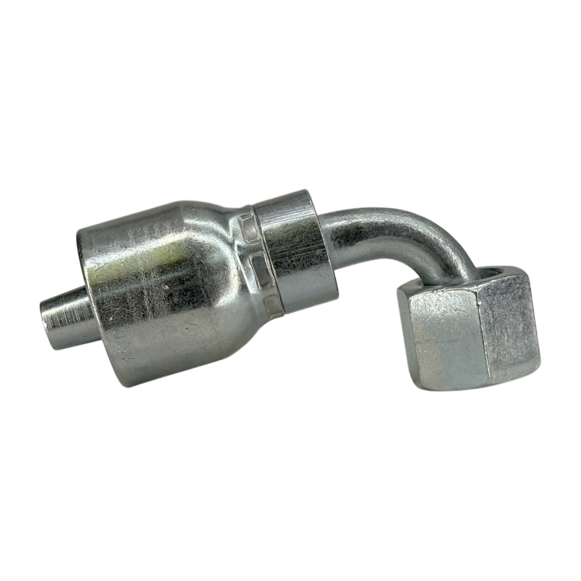 A32-6x6 by Couplamatic | A Series Coupling | 3/8" Hose ID x 11/16x16 Thread O-Ring Face Seal | ORF Female Swivel | 90° Elbow