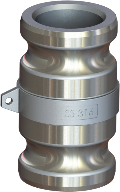 AA-316-100 by Campbell Fittings | Standard Cobra Cam & Groove | 1" x 1" Spool Adapter | Straight | 316 Stainless Steel