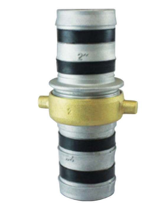 AB300LF by Jason Industrial | Anti-Leak Pin Lug Coupling (For Layflat Hose) | Complete Set | (MxF) NPSM Threads | 3" Hose Barb x 3" Hose Barb | Aluminum with Brass Swivel