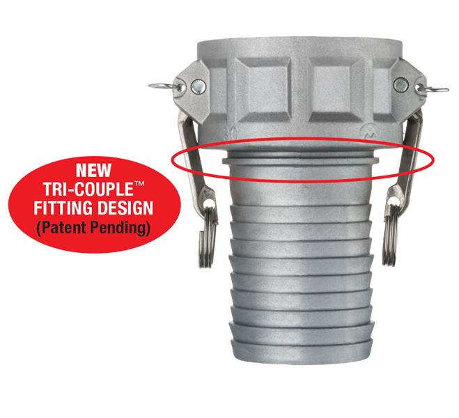 SS-C150 by Kuriyama | SS-C Series | Part C | Cam & Groove Fitting | Tri-Couple | 1-1/2" Coupler x 1-1/2" Hose Barb | 316 Stainless Steel