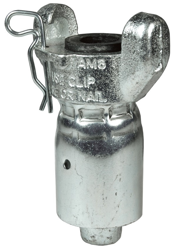 AM26WF Air King® by Dixon Valve | Pneumatic Fitting with Ferrule | 2-Lug Hose End | Chicago Style x 2" Hose ID | Hose OD: From 2-28/64" To 2-40/64" | Iron