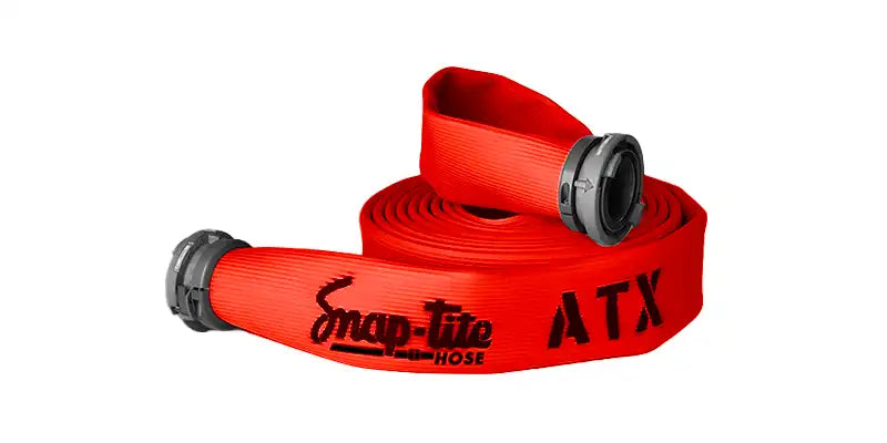 ATX50X25R50S by Snap-Tite | ATX Series | 3-Ply Fire Hose Assembly with Nitrile Liner | 5" Hose I.D. with 5" Storzs | 300 PSI | Red | 25ft Length