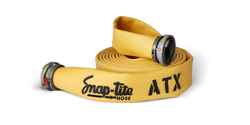 ATX50X100Y50S by Snap-Tite | ATX Series | 3-Ply Fire Hose Assembly with Nitrile Liner | 5" Hose I.D. with 5" Storzs | 300 PSI | Yellow | 100ft Length