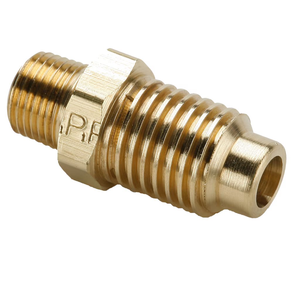 88AC-8-2 by Parker | Access Valve | 1/8" Male Pipe to SAE J2197 ACME Threaded Male Connector | Adapter | Straight | Brass | Pack of 5