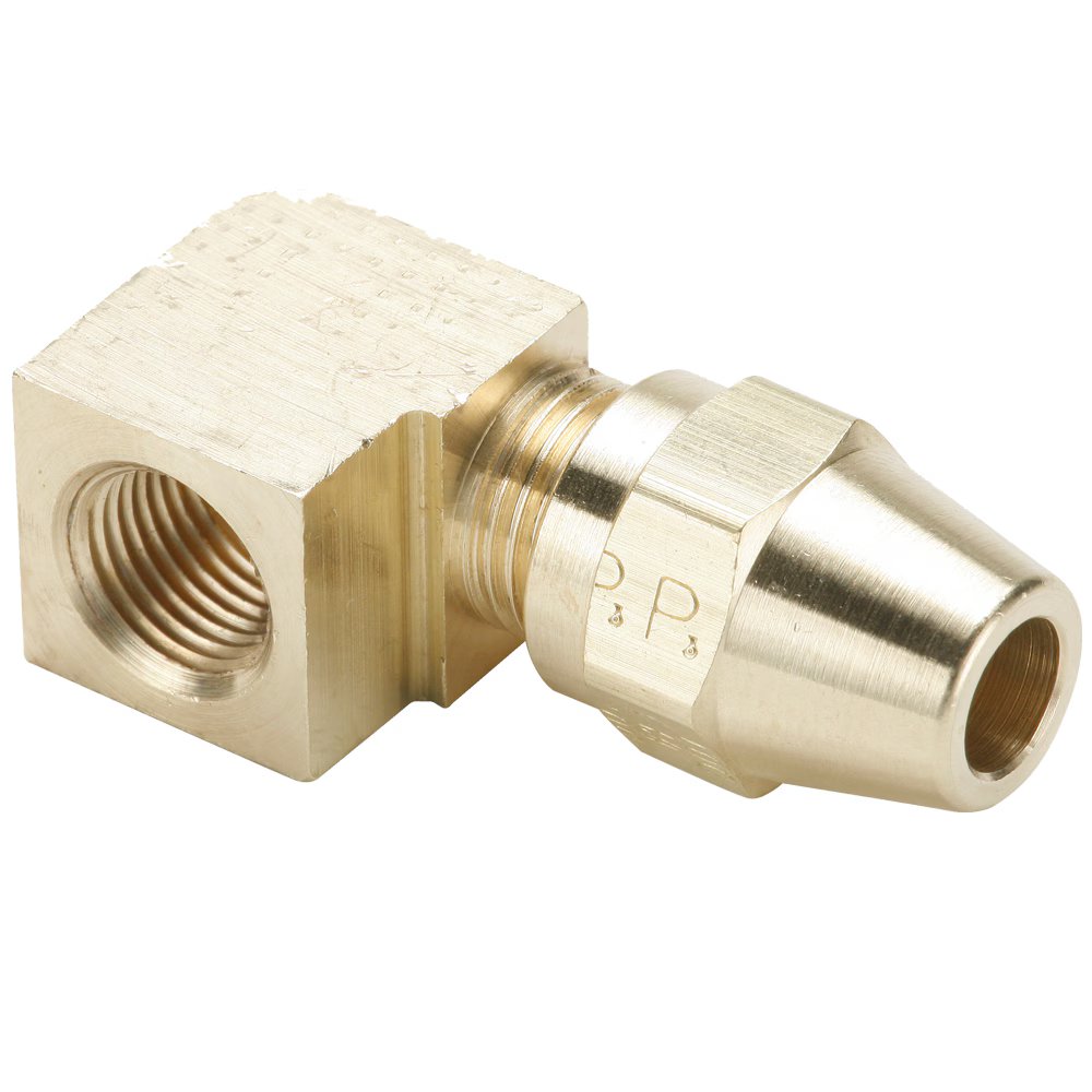 270AB-8-8 by Parker | Air Brake - AB Fittings | 1/2" Tube Size x 1/2" Female Pipe Thread x 11/16" Thread | 90° Elbow | Brass | Pack of 10