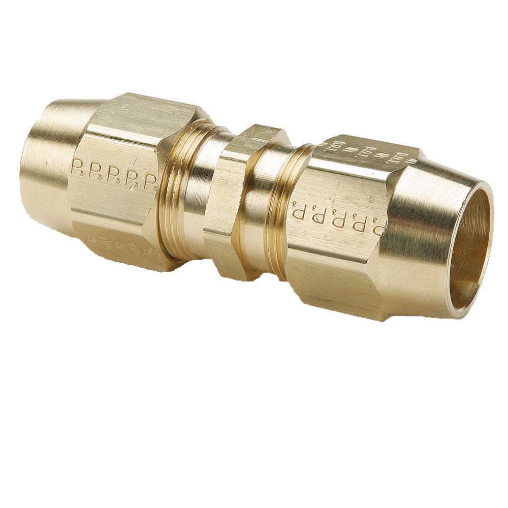 62RB-6 by Parker | Air Brake Hose Ends Fittings | 3/8" Hose Size x 31/32"-20 | 31/32" Hex | 2.98" Length | Straight | Brass | Pack of 5