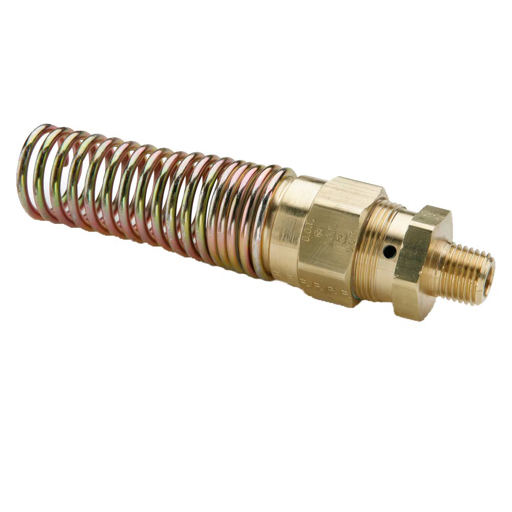 68RBSG-6-4 by Parker | Air Brake Hose Ends Fittings | 3/8" Hose Size Connector x 1/4" Male Pipe Thread w/ Spring Guard | 31/32" Hex | 4.8" Length | Straight | Brass | Pack of 6