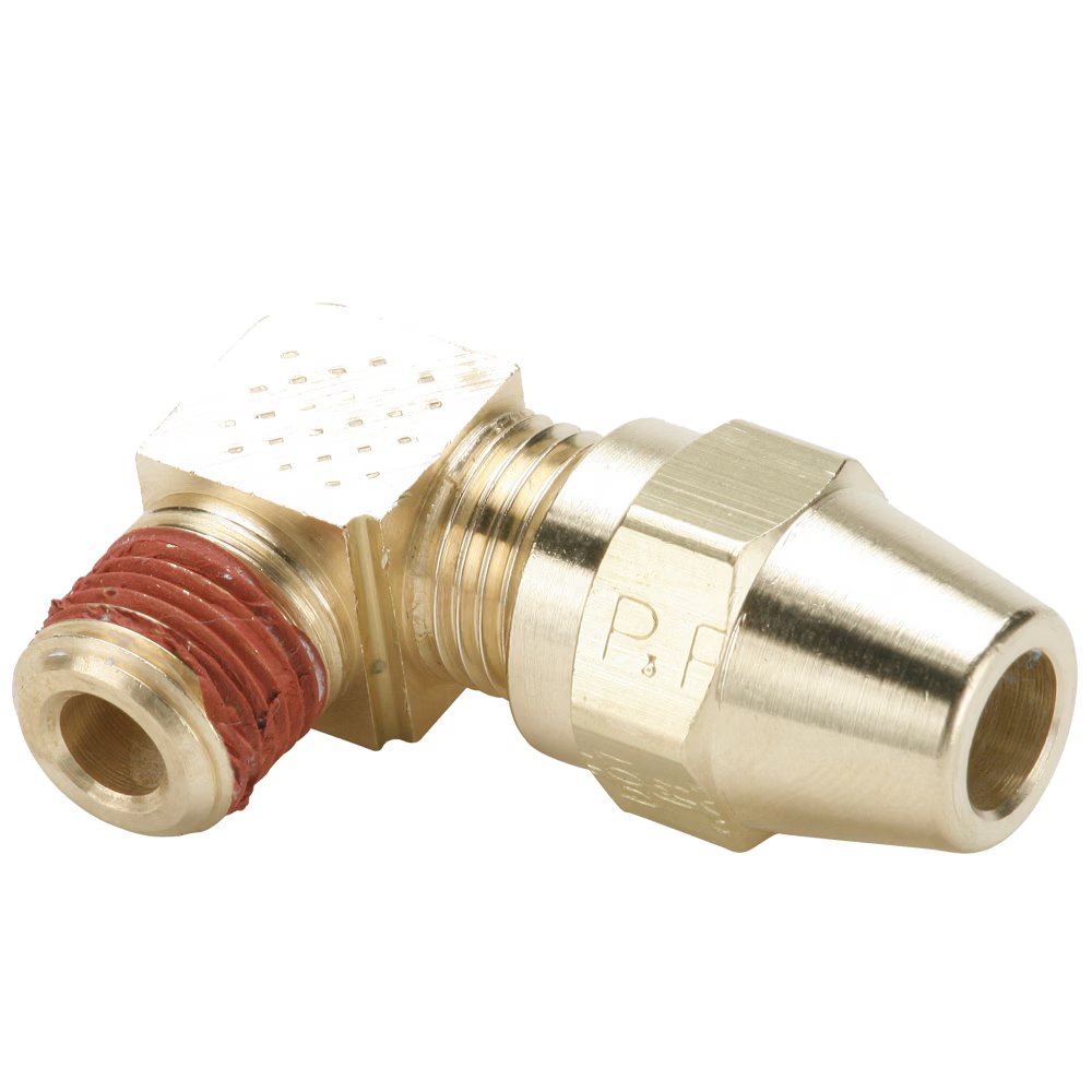VS269AB-4-4 by Parker | Air Brake - AB Fittings | 1/4" Tube Size x 1/4" Male Pipe Thread x 7/16" Thread | 90° Elbow | Brass | Pack of 10