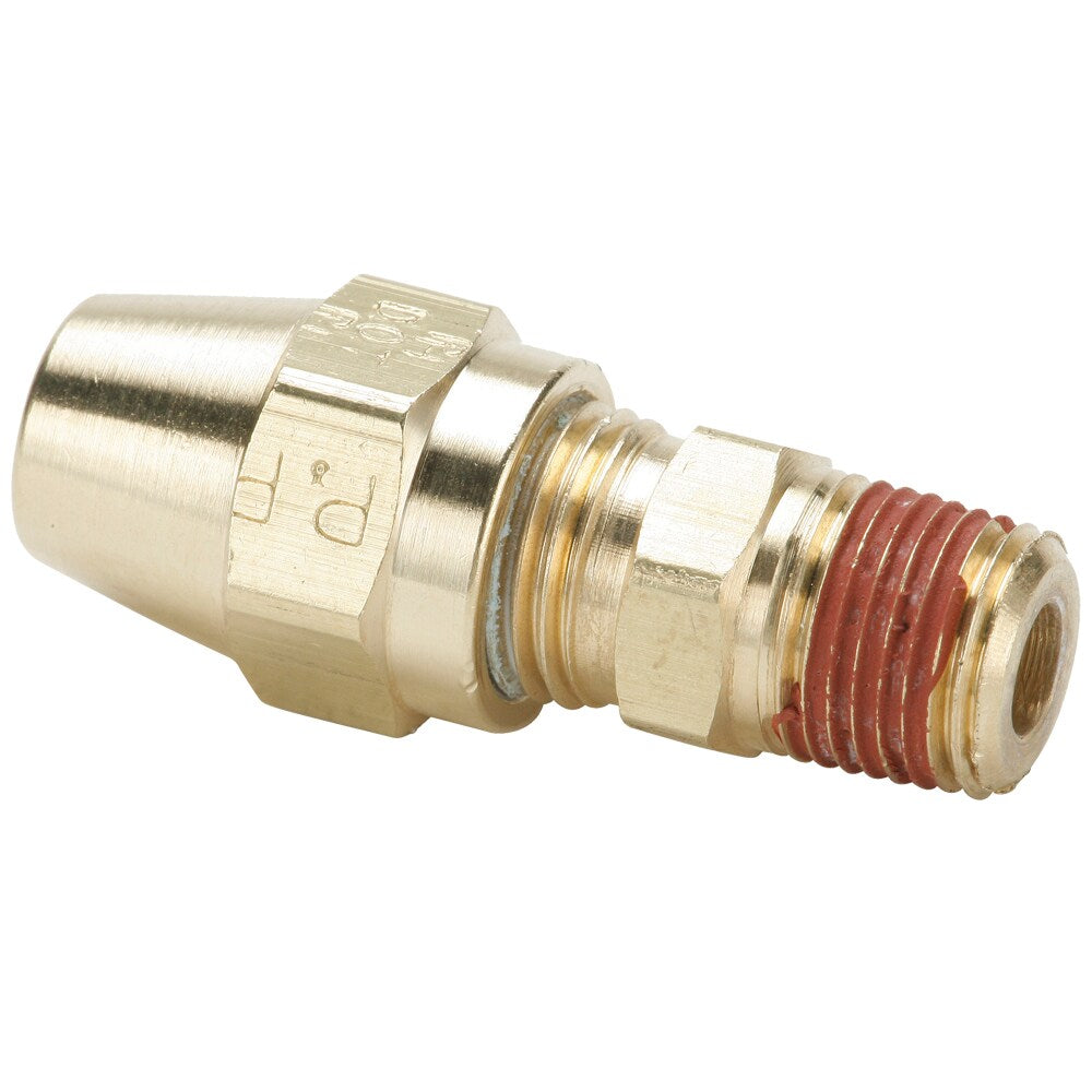 VS68AB-12-12 by Parker | Air Brake - AB Fittings | 3/4" Tube Size Connector x 3/4" Male Pipe Thread x 1" Thread | 1-1/8" Hex | 2.95" Length | Straight | Brass | Pack of 10