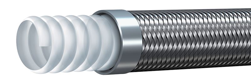 TR14C-06 Alfagomma by Kuriyama | TR14C Series | SAE 100R14 | High Temp Convoluted Stainless Steel Braided Hose | 3/8" ID | 0.62" OD | 2000 PSI