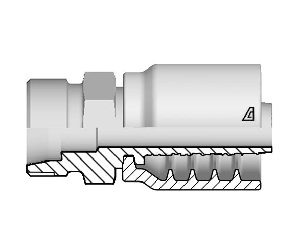 B-0520-MMSH Alfagomma by Kuriyama | B Series | One-Piece AlfaCrimp Hydraulic Hose Fitting | DIN 3865 Heavy | -05 Hose ID x 20mm Male Metric 24° Seat | Steel