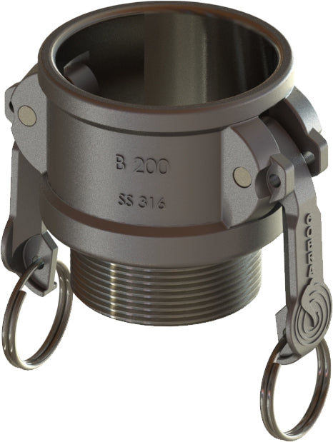 B-AL-500 by Campbell Fittings | Standard Cobra Cam & Groove Coupling | Type B | 5" Coupler x 5" Male NPT Thread | Aluminum