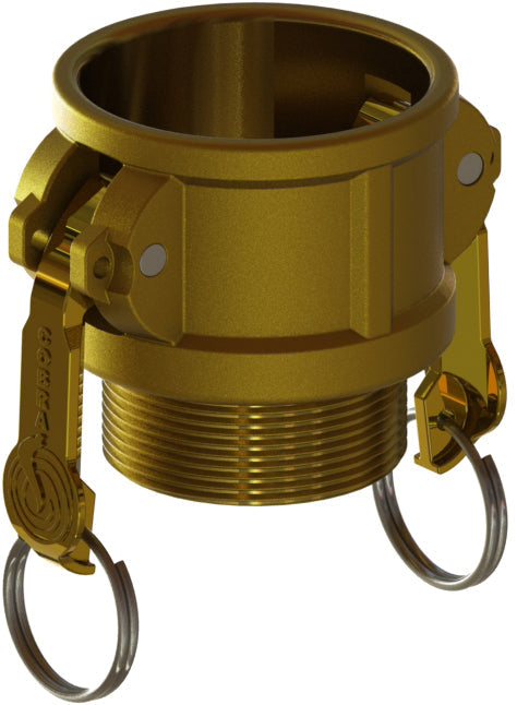 B-BR-300 by Campbell Fittings | Standard Cobra Cam & Groove Coupling | Type B | 3" Coupler x 3" Male NPT Thread | Brass
