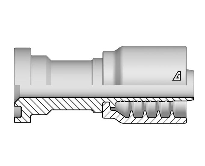 B-1216-C61S Alfagomma by Kuriyama | B Series | One-Piece AlfaCrimp Hydraulic Hose Fitting | SAE J518 | -12 Hose ID x -16 Code 61 Flange | Steel