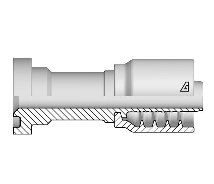 B-1216-C62S Alfagomma by Kuriyama | B Series | One-Piece AlfaCrimp Hydraulic Hose Fitting | SAE J518 | -12 Hose ID x -16 Code 62 Flange | Steel