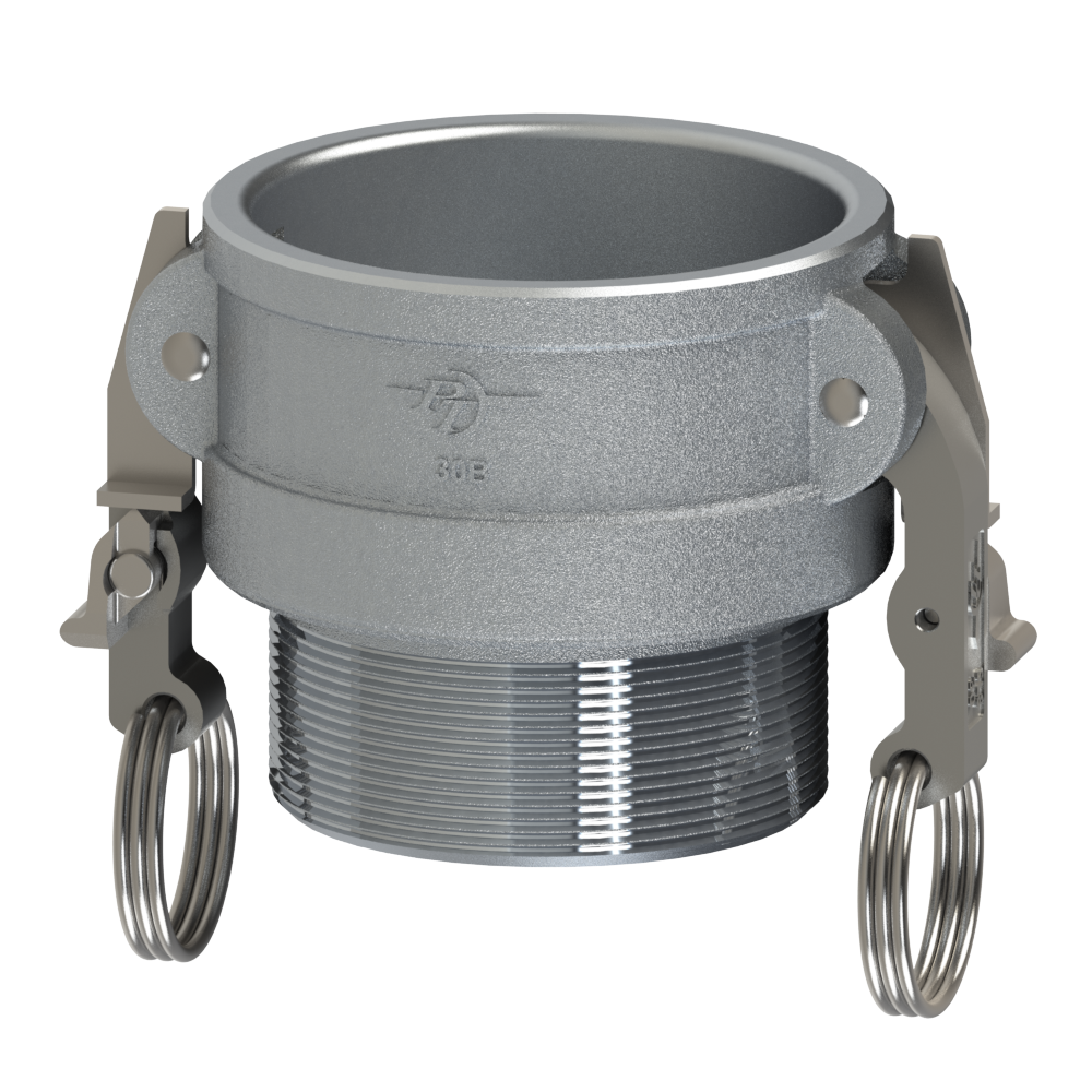 2000225L2 (25B SLII) by PT-Coupling | STA-LOK® II Cam & Groove Adapter | Type B | 2-1/2" Coupler x 2-1/2" Male NPT | Hard Coat Aluminum | Buna-N Seal