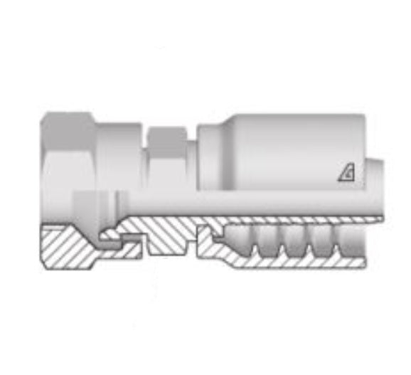 B-0606-FJIS Alfagomma by Kuriyama | B Series | One-Piece AlfaCrimp Hydraulic Hose Fitting | B 8363 Type F | -06 Hose ID x -06 Female JIS Swivel 30° Seat | Steel