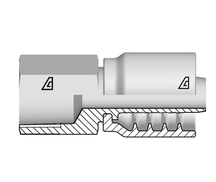 B-1212-FNPR Alfagomma by Kuriyama | B Series | One-Piece AlfaCrimp Hydraulic Hose Fitting | -12 Hose ID x -12 Female NPTF | Steel