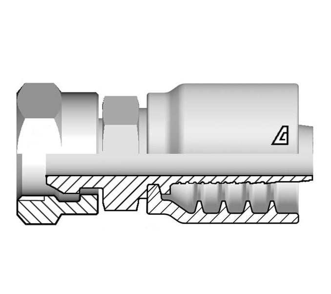 B-1616-FPMS Alfagomma by Kuriyama | B Series | One-Piece AlfaCrimp Hydraulic Hose Fitting | -16 Hose ID x -16 Female NPSM | Steel