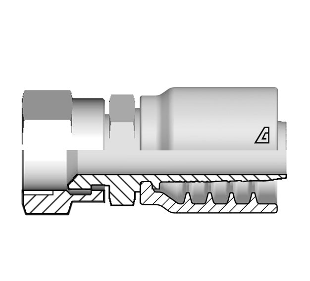 B-1212-FSAE Alfagomma by Kuriyama | B Series | One-Piece AlfaCrimp Hydraulic Hose Fitting | -12 Hose ID x -12 Female SAE Swivel 45° Seat | Steel