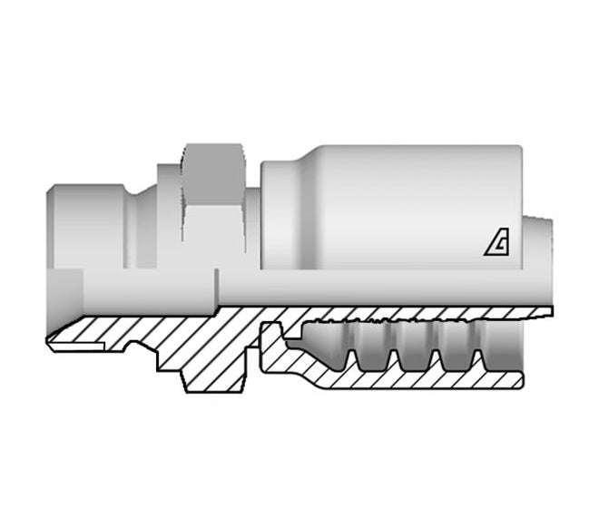 B-1010-MBPP Alfagomma by Kuriyama | B Series | One-Piece AlfaCrimp Hydraulic Hose Fitting | -10 Hose ID x -10 Male BSPP 60° Flare | Steel