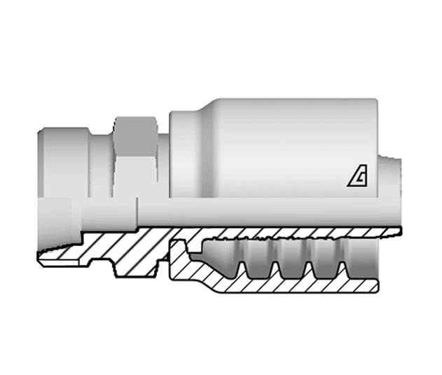B-1230-MMSL Alfagomma by Kuriyama | B Series | One-Piece AlfaCrimp Hydraulic Hose Fitting | DIN 3853 Light | -12 Hose ID x 30mm Male Metric 24° Seat | Steel