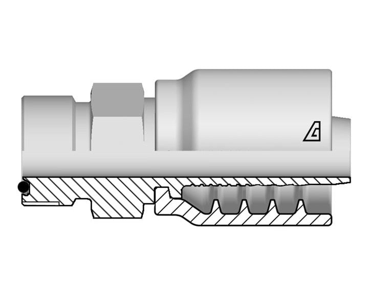 B-0812-MOFS Alfagomma by Kuriyama | B Series | One-Piece AlfaCrimp Hydraulic Hose Fitting | -08 Hose ID x -12 Male O-Ring Face Seal | Steel