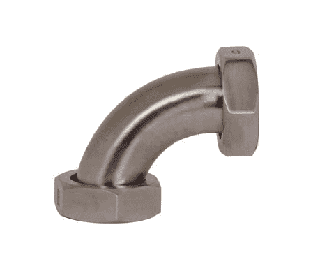 B2E-G150 Dixon Valve 304 Stainless Steel Sanitary Plain Bevel Seat x Plain Bevel Seat with Hex Nut 90 deg. Elbow - 1-1/2" Tube OD