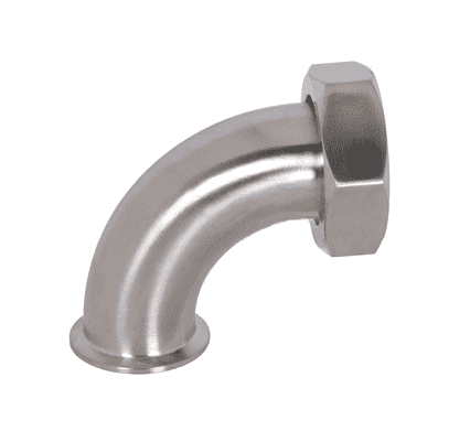 B2FMP-14-G200 Dixon Valve 304 Stainless Steel Sanitary 90 deg. Clamp x Plain Bevel Seat with Hex Nut Elbow - 2" Tube OD