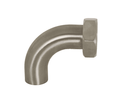 B2FP-G200 Dixon Valve 304 Stainless Steel Sanitary Polished 90 deg. Plain Bevel Seat with Hex Nut x Weld Elbow - 2" Tube OD
