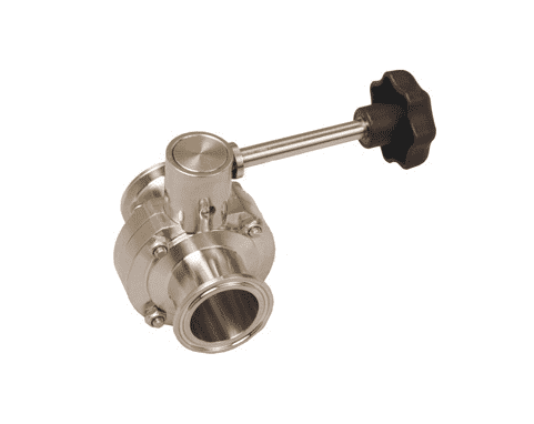B5101V100CC-B Dixon Valve 1" 316L Stainless Steel Sanitary Clamp End Butterfly Valve with Infinite Position Handle and FKM Seats