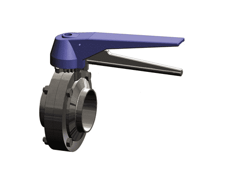 B5115S150BB-C Dixon Valve 1-1/2" 304 Stainless Steel Sanitary Butterfly Valve with Trigger Handle - Weld End