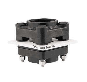BF200BDV by Banjo | IBC Tank Accessories for Bolted "Bottom Drain" Tank Flange | 2" x 2" Threaded Flange | 150 PSI | Gasket: FKM (Viton) | Polypropylene