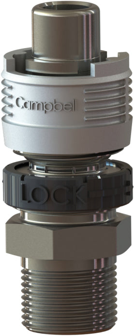 BMMS-4L by Campbell Fittings | Single-Lock Coupling | Bowes interchange | with Locking Ring | 1" Male Pipe x 1" Male NPT Thread | Straight | Plated Steel
