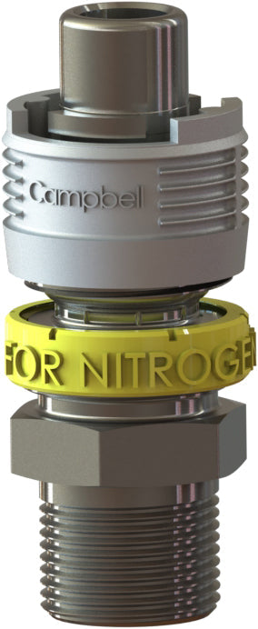 BMMS-3N by Campbell Fittings | Single-Lock Coupling | for Nitrogen use only | 3/4" Male Pipe x 3/4" Male NPT Thread | Straight | Plated Steel