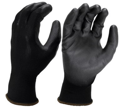 BPU4-XL by Seattle Gloves | Black Palm Coated polyurethane with Black Nylon Shell | X-Large | Black | Pack of 12