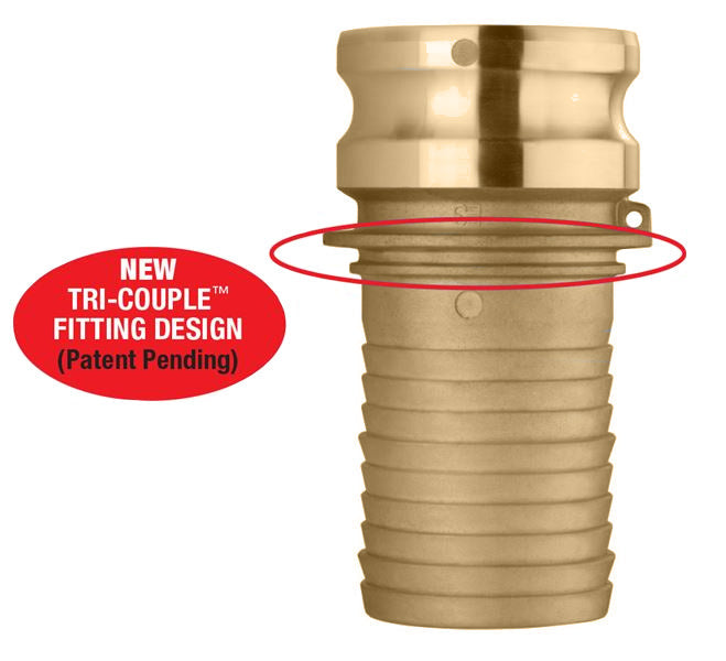 BR-E400 by Kuriyama | BR-E Series | Part E | Cam & Groove Fitting | Tri-Couple | 4" Adapter x 4" Hose Barb | Brass