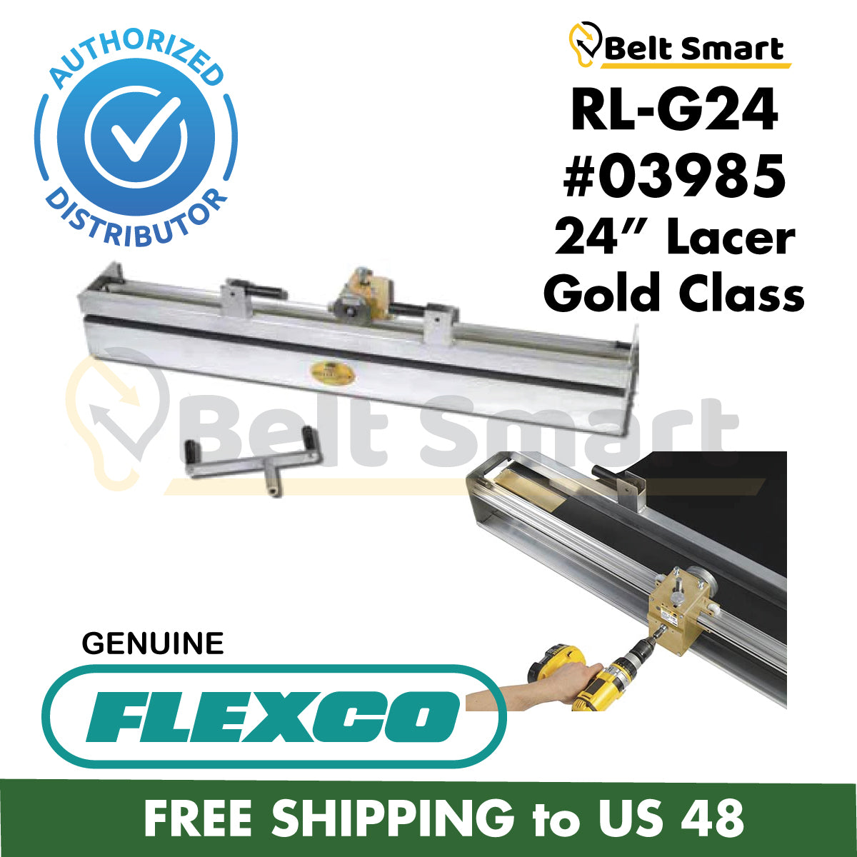 RL-G24 by Flexco | #03985 | Clipper Roller Lacer Gold Class | 24" Belt Width