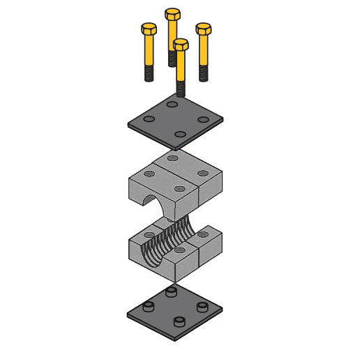 H6038D-AL by ZSi-Foster | Double Weld Mount Beta Clamp | Heavy Series | For 2" Pipe | Aluminum